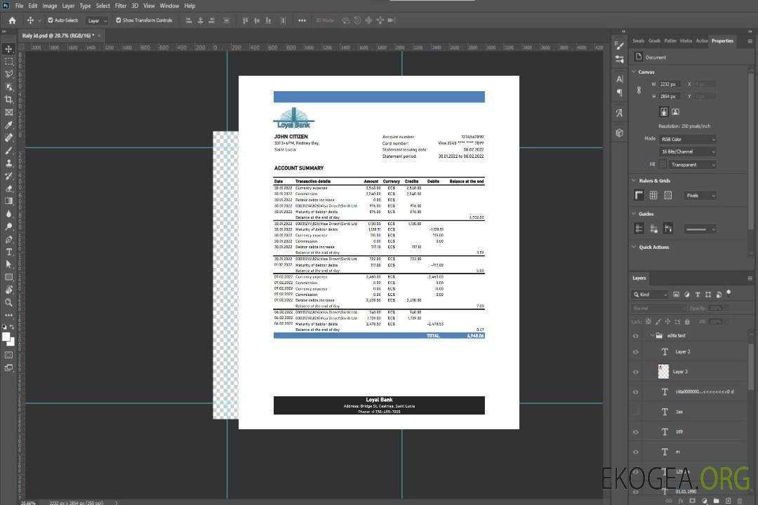 Relevé de la Loyal Bank de Sainte-Lucie xls template